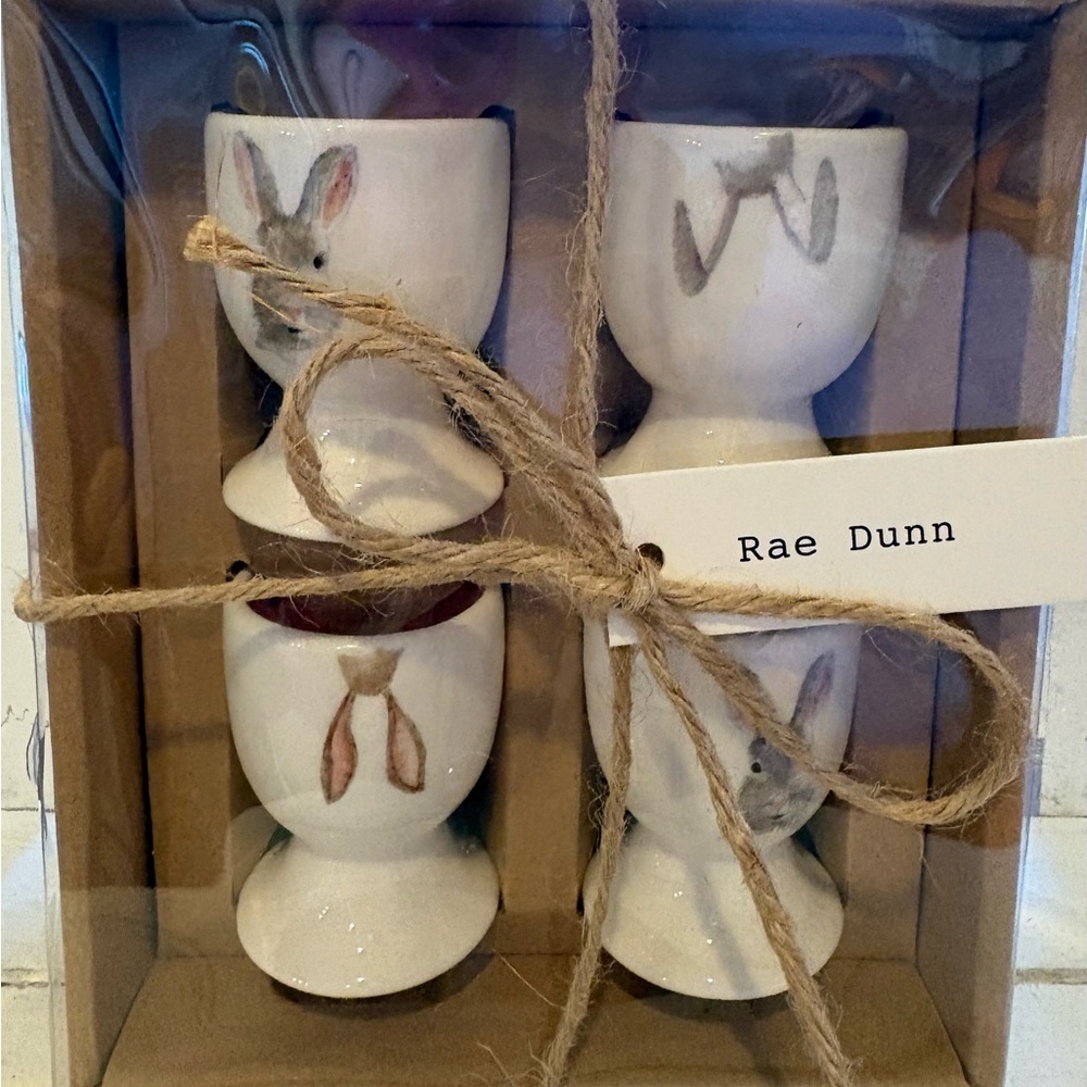 Rae Dunn White Bunny Egg Cups Set